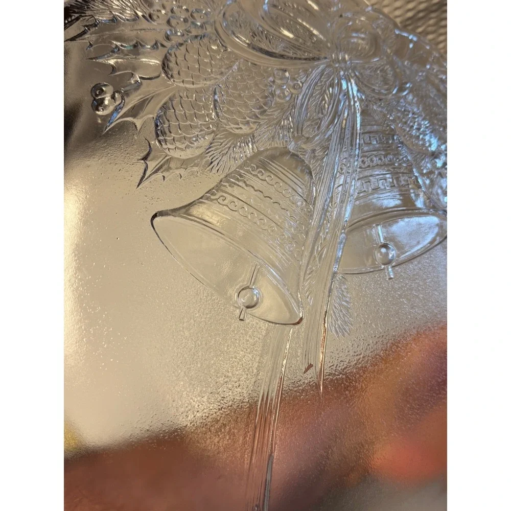 Mikasa Crystal Holiday Bells Mistletoe Scalloped Edge Hostess Platter 15
